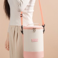 Круглая термосумка для еды с собой, ланч бокса с ручкой, Testy розовая