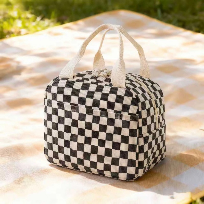 Стильная термосумка для еды с собой, ланч-бокса на 9 л Chess, черно-бежевая