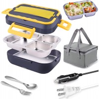 Ланч-бокс с подогревом Volt 12В/24В/220В + термосумка и приборы, судочек для обеда в авто и офис 1.5л, синий
