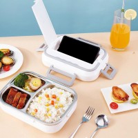 Ланч-бокс с подогревом Volt 12В/24В/220В + термосумка и приборы, судочек для обеда в авто и офис 1.5л, синий