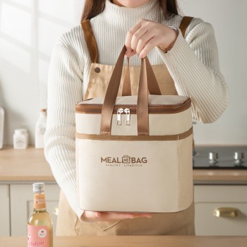 Термосумка для їжі Meal Bag 10л L, ланч-бег для обідів, сумка-холодильник для ланч-боксів, бежева