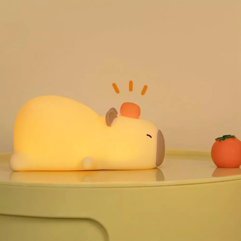 Ночник Капибарам Соня – силиконовая детская лампа с теплым светом и RGB, сенсорное управление, аккумулятор