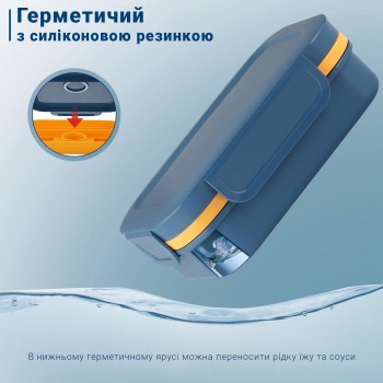 Великий ланч-бокс Bento Max 2000 мл: 2 яруси, 8 відсіків та столові прибори, синій