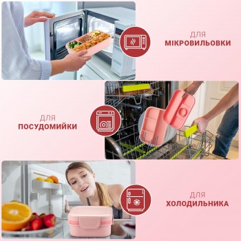 Великий ланч-бокс Bento Max 2000 мл: 2 яруси, 8 відсіків та столові прибори, зелений