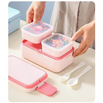 Ланч-набір 2в1 Candy Max 1780 мл - двоярусний бокс на 3 контейнери і термосумка, блакитний