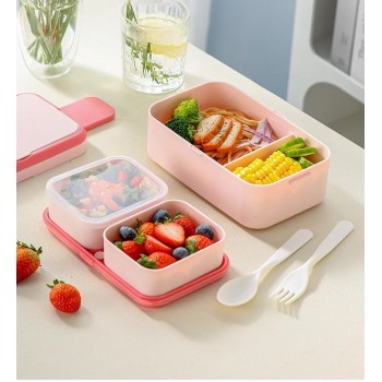 Ланч-набір 2в1 Candy Max 1780 мл - двоярусний бокс на 3 контейнери і термосумка, блакитний