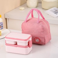 Ланч-набір 2в1 Candy Max 1780 мл - двоярусний бокс на 3 контейнери і термосумка, розовый