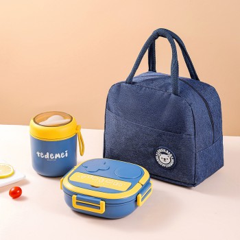 Дитячий набір для обіду TeDeMei Play 3в1 - ланч-бокс 550мл, супниця 530мл та термосумка 5л, синій