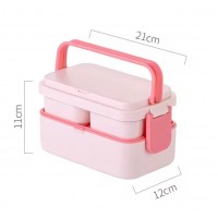 Ланч-набір 2в1 Candy Max 1780 мл - двоярусний бокс на 3 контейнери і термосумка, розовый