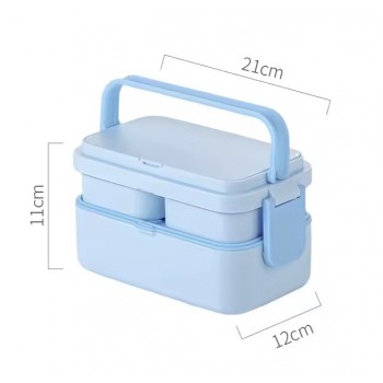 Ланч-набір 2в1 Candy Max 1780 мл - двоярусний бокс на 3 контейнери і термосумка, блакитний