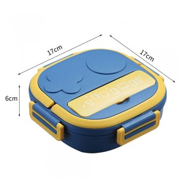 Дитячий ланч-бокс на 2 секції TeDeMei Play 550 мл зі сталевою чашею та приборами, синій