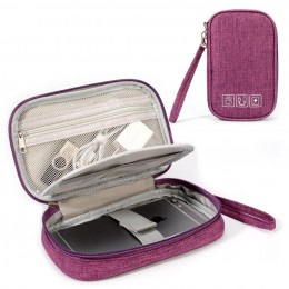 Компактный дорожный органайзер для кабелей и электроники Mini Cable двухслойный, фиолетовый