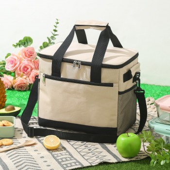 Велика термосумка-холодильник 20 л CoolTote для пляжу, подорожей і пікніків, бежева