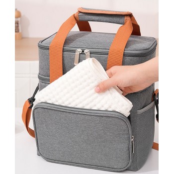 Двоярусна термосумка Duplex 13 л, ланч бег для їжі з собою, сіра