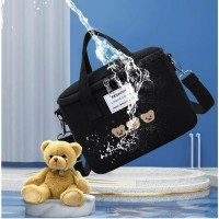 Термосумка Fashion Bear на 6 л с вышивкой для ланч бокса и обедов, чёрная