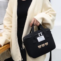 Термосумка Fashion Bear на 6 л с вышивкой для ланч бокса и обедов, чёрная