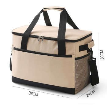 Велика термосумка-холодильник 20 л CoolTote для пляжу, подорожей і пікніків, бежева