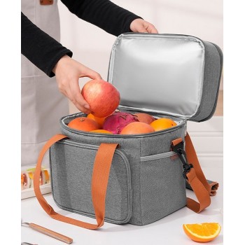 Двоярусна термосумка Duplex 13 л, ланч бег для їжі з собою, сіра