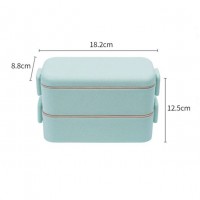 Ланч бокс Эко 800 ml двухуровневый контейнер для еды с ложкой и вилкой, мятный