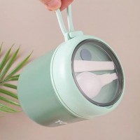 Круглый пластиковый ланч-бокс TeDeMei 510 мл, герметичная супница с ложкой, синяя