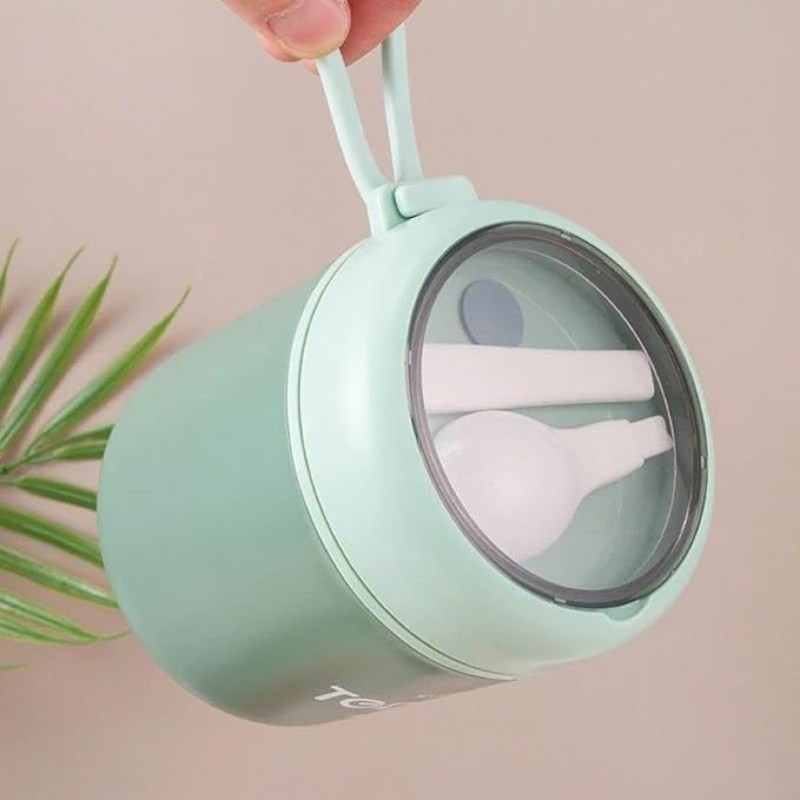 Круглый пластиковый ланч-бокс TeDeMei 510 мл, герметичная супница с ложкой, синяя