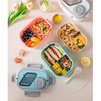 Набор для обеда Chao 3в1, двухуровневый ланч-бокс 1200 мл, герметичная супница 600 мл и термосумка, розовый