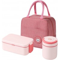 Ланч-набор 3в1 Candy - двухъярусный бокс 1200 мл, герметичная супница и термосумка, розовый