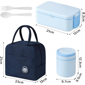Ланч-набор 3в1 Candy - двухъярусный бокс 1200 мл, герметичная супница и термосумка, голубой