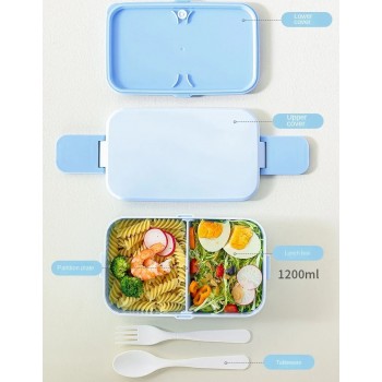 Ланч-набор 3в1 Candy - двухъярусный бокс 1200 мл, герметичная супница и термосумка, голубой