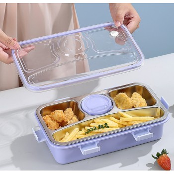 Ланч-бокс Just Slim 720 мл зі сталевою серединою, соусницею та приборами, рожевий