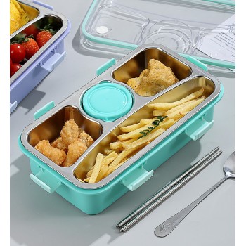 Ланч-бокс Just Slim 720 мл зі сталевою серединою, соусницею та приборами, рожевий