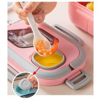 Набор для обеда Chao 3в1, двухуровневый ланч-бокс 1200 мл, герметичная супница 600 мл и термосумка, розовый