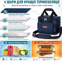 Велика термосумка, сумка холодильник для пікніка Nord 15л, синя