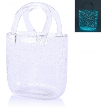 Светящаяся стеклянная ваза для цветов в форме сумки Bubble Bag Neon, 20x11x26 см