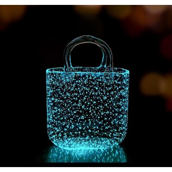 Светящаяся стеклянная ваза для цветов в форме сумки Bubble Bag Neon, 20x11x26 см
