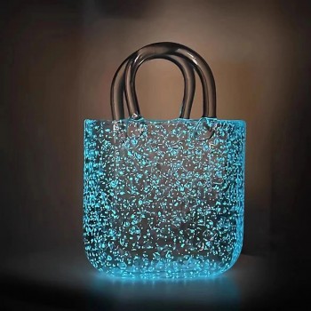 Светящаяся стеклянная ваза для цветов в форме сумки Bubble Bag Neon, 20x11x26 см