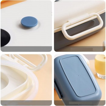 Пластиковий ланч бокс на одне відділення з датчиком температури Termo 1000 мл, синій