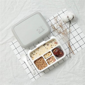 Якісний ланч-бокс на 5 герметичних секцій Light 920 мл, сірий