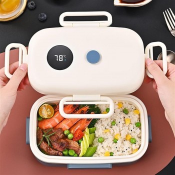 Пластиковий ланч бокс на одне відділення з датчиком температури Termo 1000 мл, синій