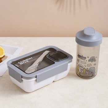 Дитячий набір для ланчу - термосумка, ланч-бокс 850мл, пляшка для води 0.5л Star сірий