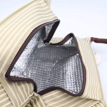 Термосумка, ланч бэг для еды с собой Stripe 4 л Бежевая