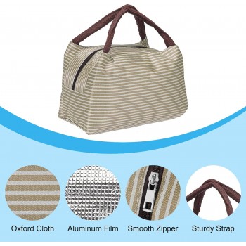 Термосумка, ланч бэг для еды с собой Stripe 4 л Бежевая