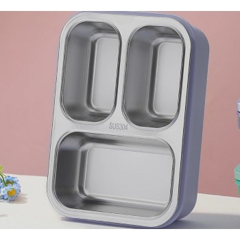 Термо ланч-бокс на три герметичные секции с металлической основой Just-S 600мл, бирюзовый