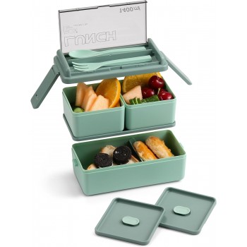 Ланч набір 3в1 Ланч-бокс з приладами на 1400мл і термосумкою ланч-бег - зелений