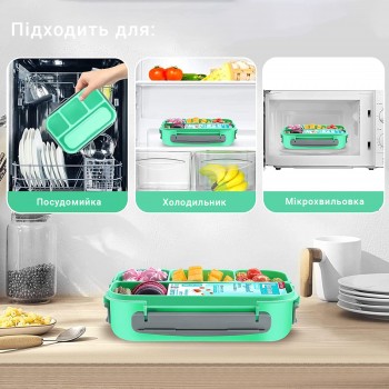 Компактний дитячий ланч-бокс на 4 герметичні секції Journey 1л, бірюзовий