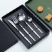 Набор столовых приборов из 4 предметов Luxe, Серебро с белым Набор столовых приборов из 4 предметов Luxe, Серебро с белым