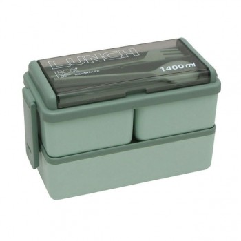 Ланч набір 3в1 Ланч-бокс з приладами на 1400мл і термосумкою ланч-бег - зелений