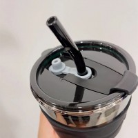 Стеклянный стакан с крышкой и трубочкой для смузи, коктейлей, айс кофе - Aurora 450 мл