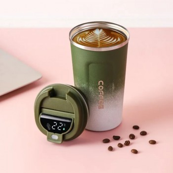 Металева термокружка з датчиком температури Gradient Coffee 500 мл - хакі