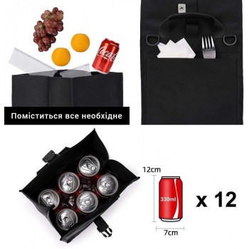 Термосумка для еды и напитков с длинной ручкой, ланч бэг для мужчин Roll 7л, черная